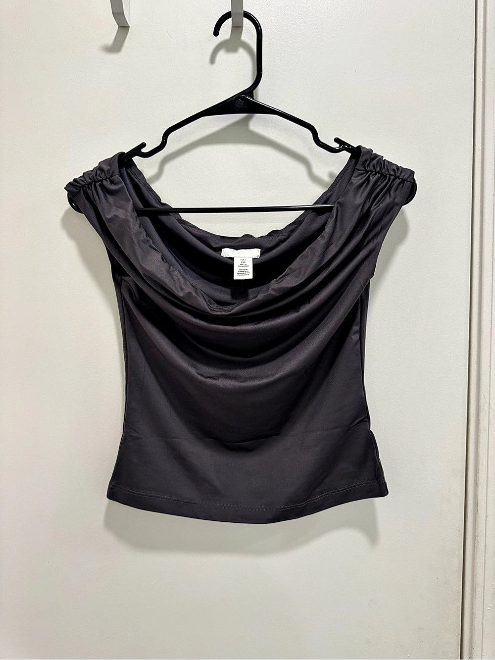 H&M Draped Neck Tank in Dark Grey Size Small